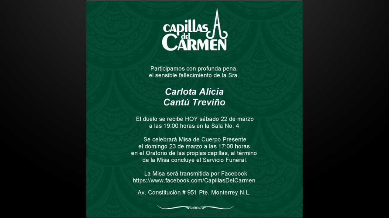 La funeraria anunció el deceso de la madre del actor.