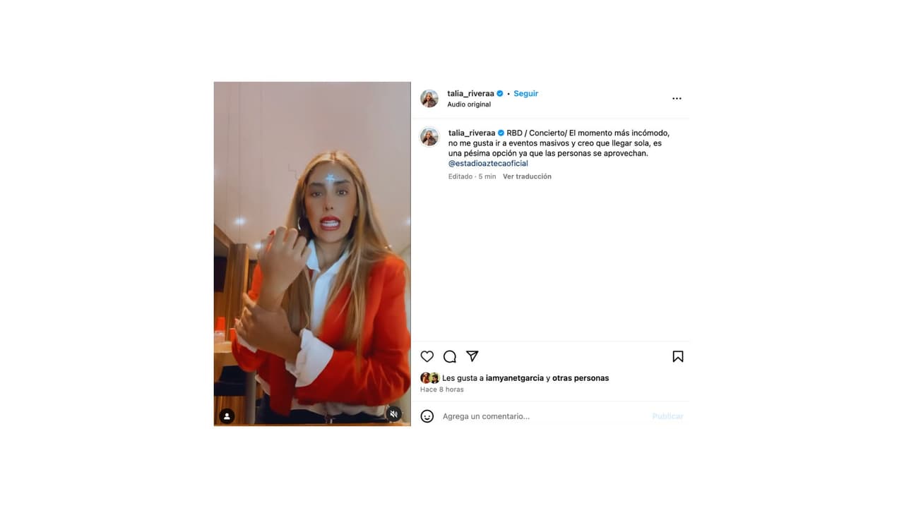 Talia Rivera denunció agresiones al salir del concierto de RBD en el Estadio Azteca.