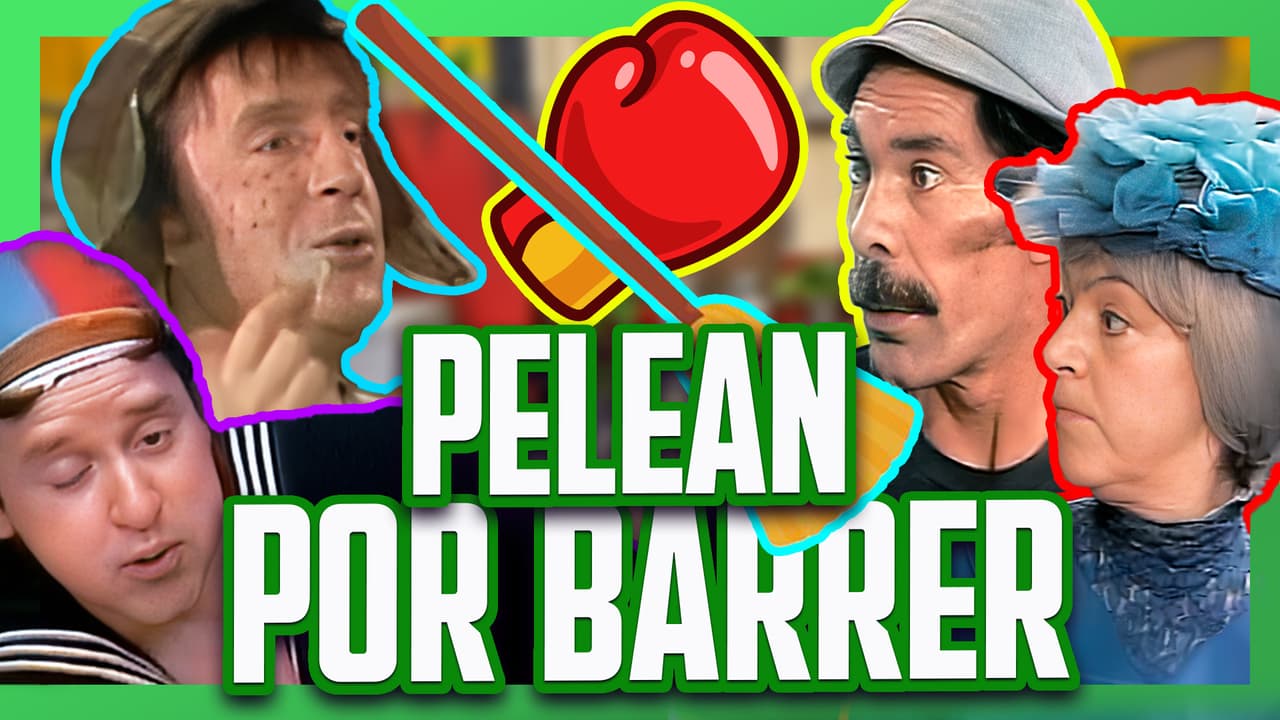 El Chavo barre el patio de la vecindad