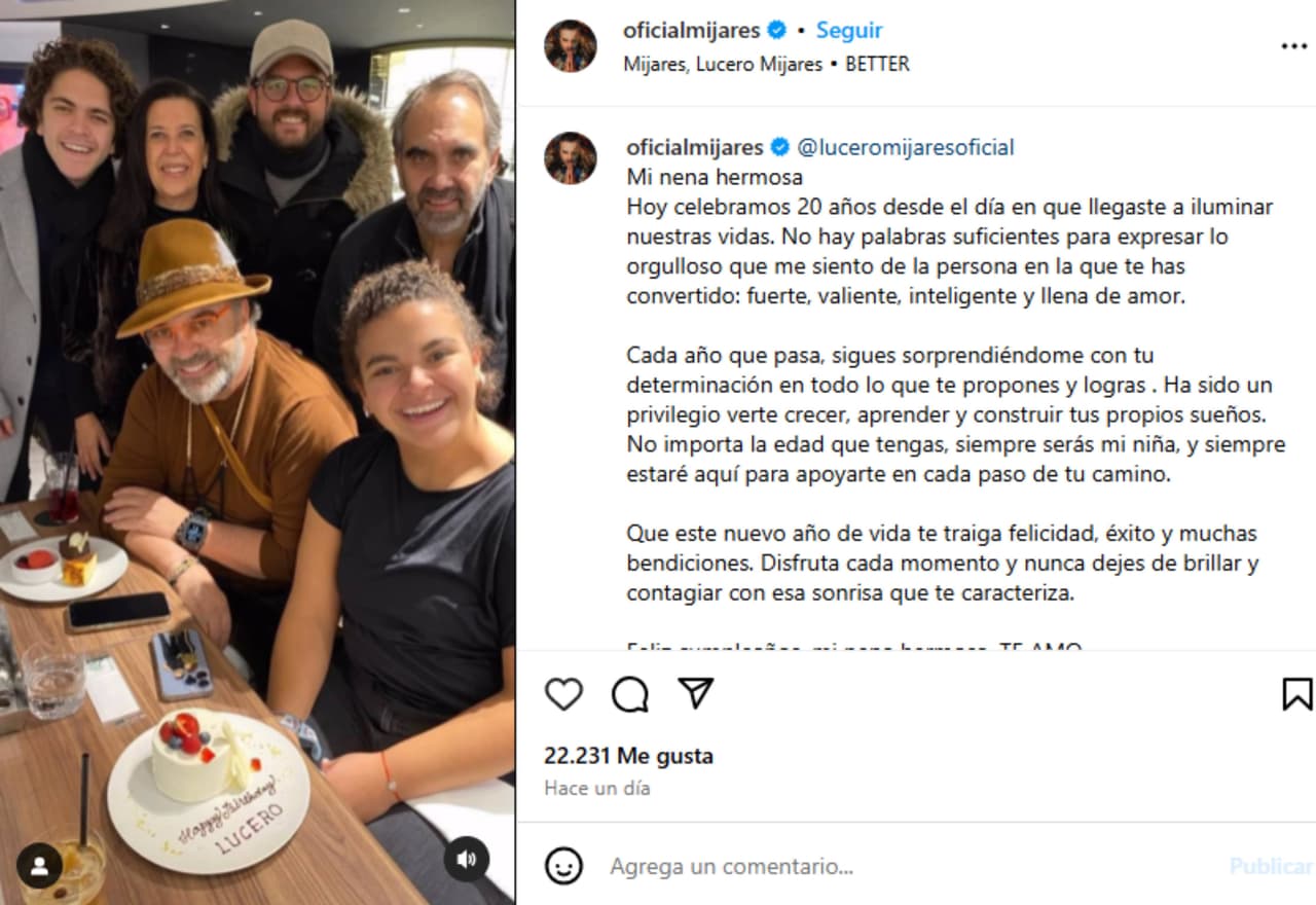 Manuel Mijares felicita a su hija Lucero.