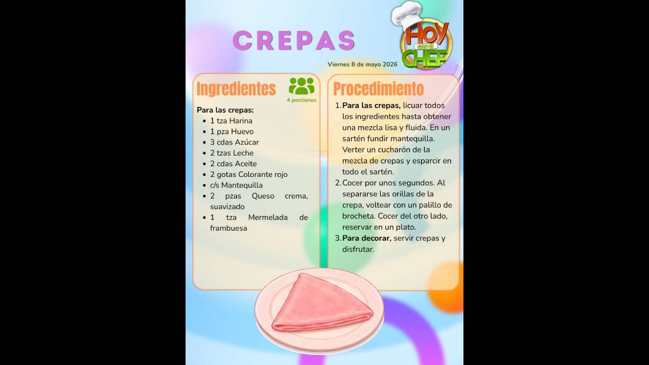 ¿Quieres hacer crepas al estilo Hoy soy el Chef 2026? Te damos la receta completa