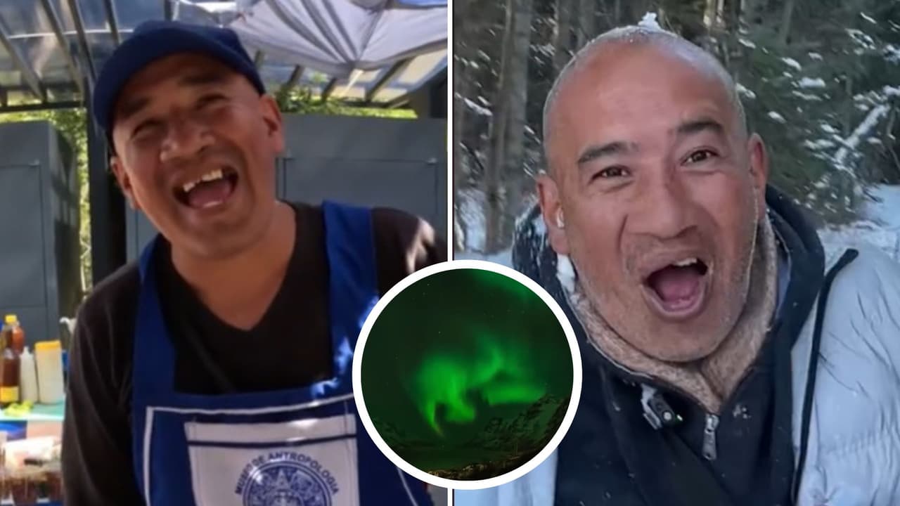 Tiktoker compra todo el puesto a vendedor ambulante y lo lleva a ver auroras boreales