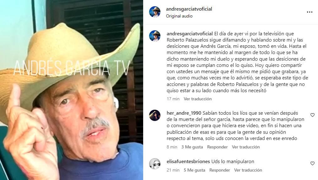 Margarita Portillo hizo público un video póstumo de Andrés García.