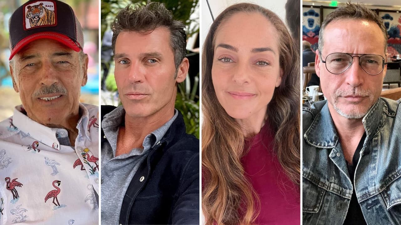 Andrés García y sus tres hijos