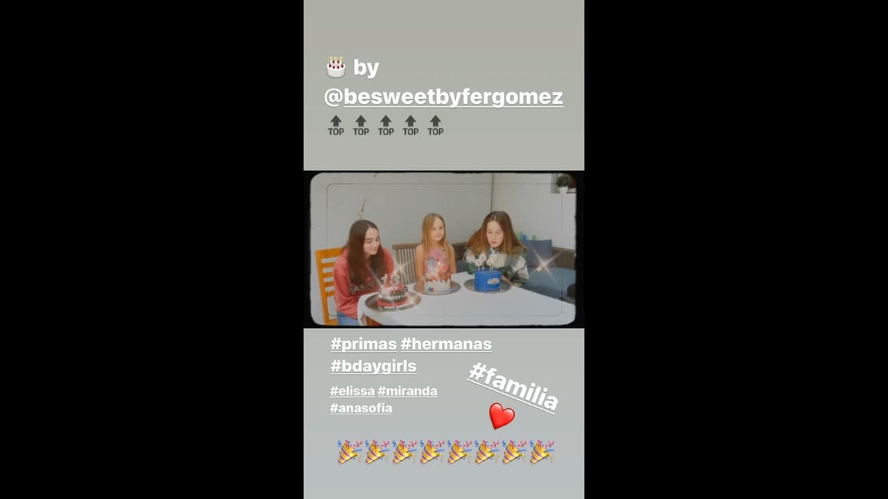 En una de las historias de su Instagram, Gabriel Soto mostró el momento exacto en que las hijas de Geraldine Bazán pidieron sus deseos y apagaron las velas del pastel.