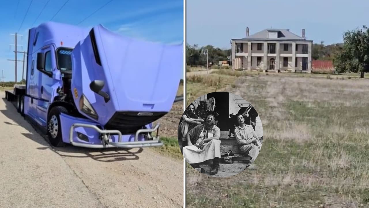 Chófer de tráiler descompuesto muestra cómo luce la casa de 'La masacre de Texas'.