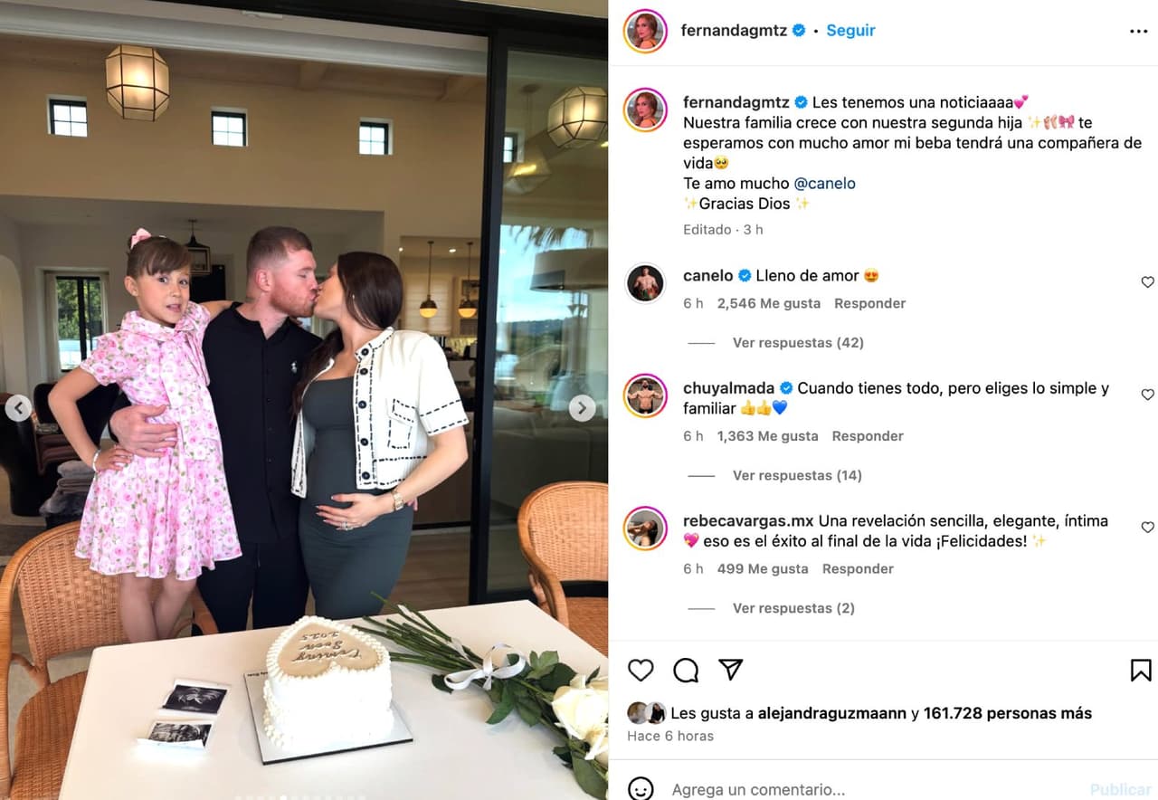 Saúl 'Canelo' Álvarez, su esposa Fernanda Gómez y su hija María Fernanda.
