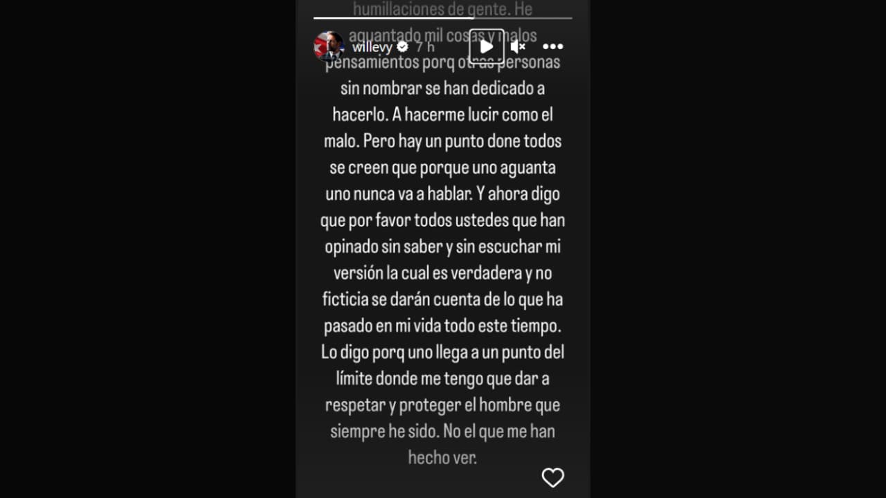 Mensaje de William Levy en Instagram