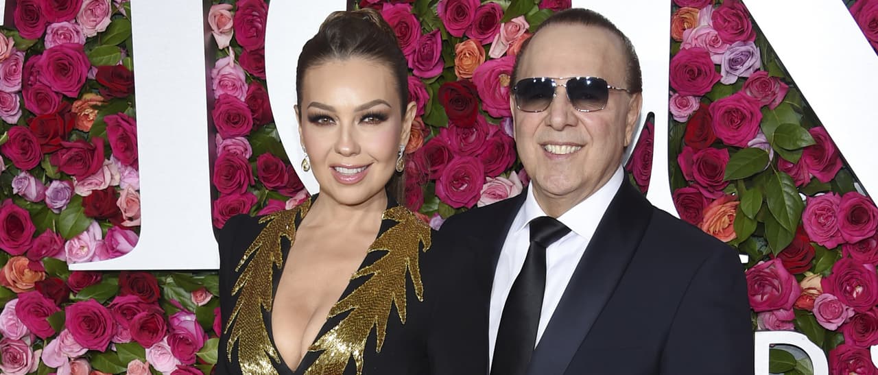 Thalía y Tommy Mottola en los Tony Awards