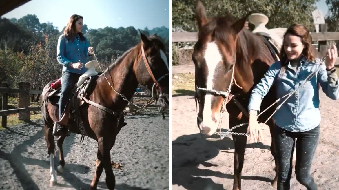 Alejandra Robles Gil muestra su habilidad para montar a caballo en 'Regalo de Amor'