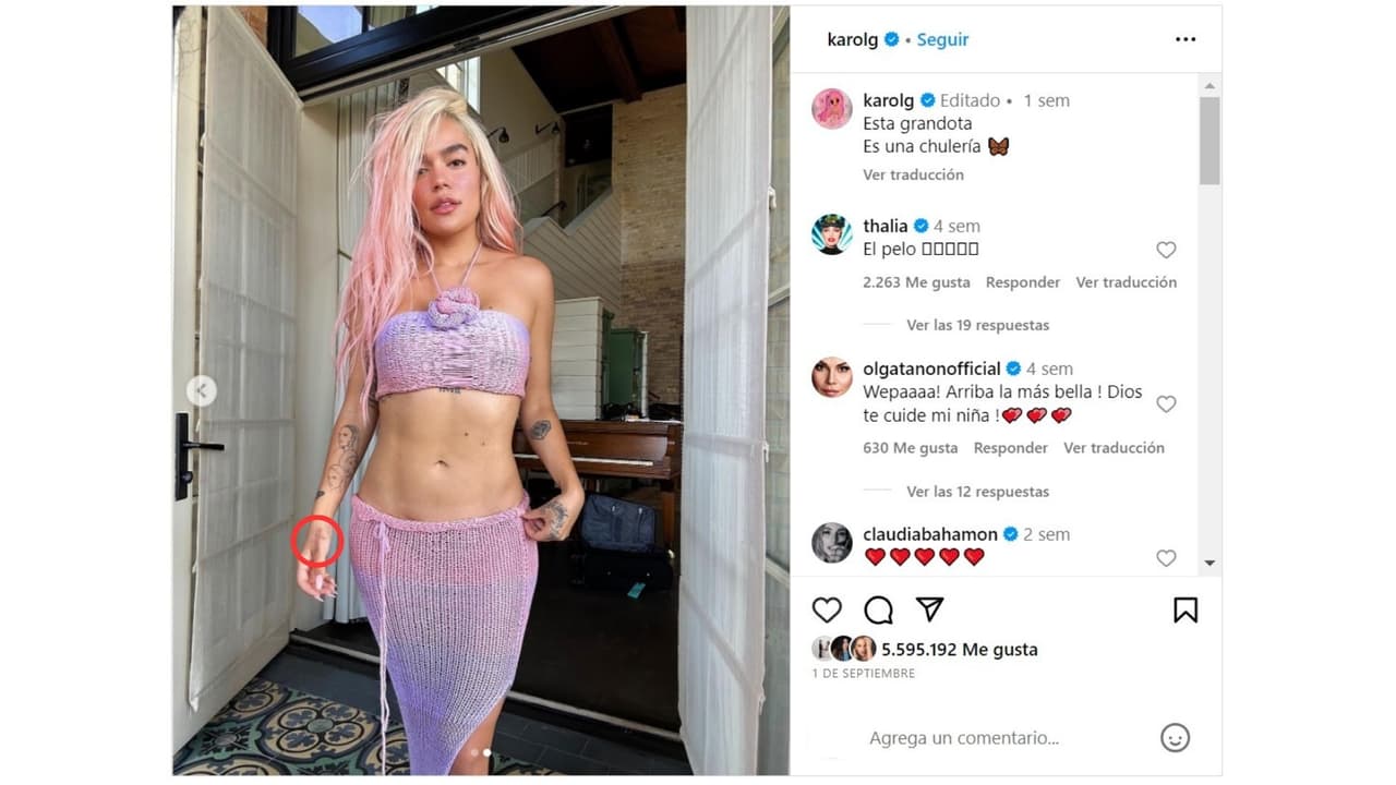 Karol G apareció con el tatuaje 'Emmanuel' casi eliminado.