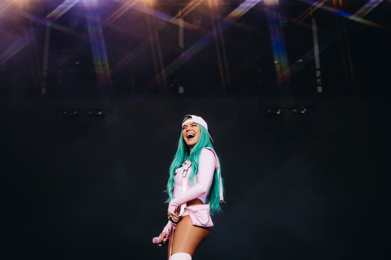 AUSTIN, TEXAS - OCTOBER 03: Karol G performs onstage during Austin City Limits Festival at Zilker Park on October 03, 2021 in Austin, Texas. (Photo by Rich Fury/Getty Images)