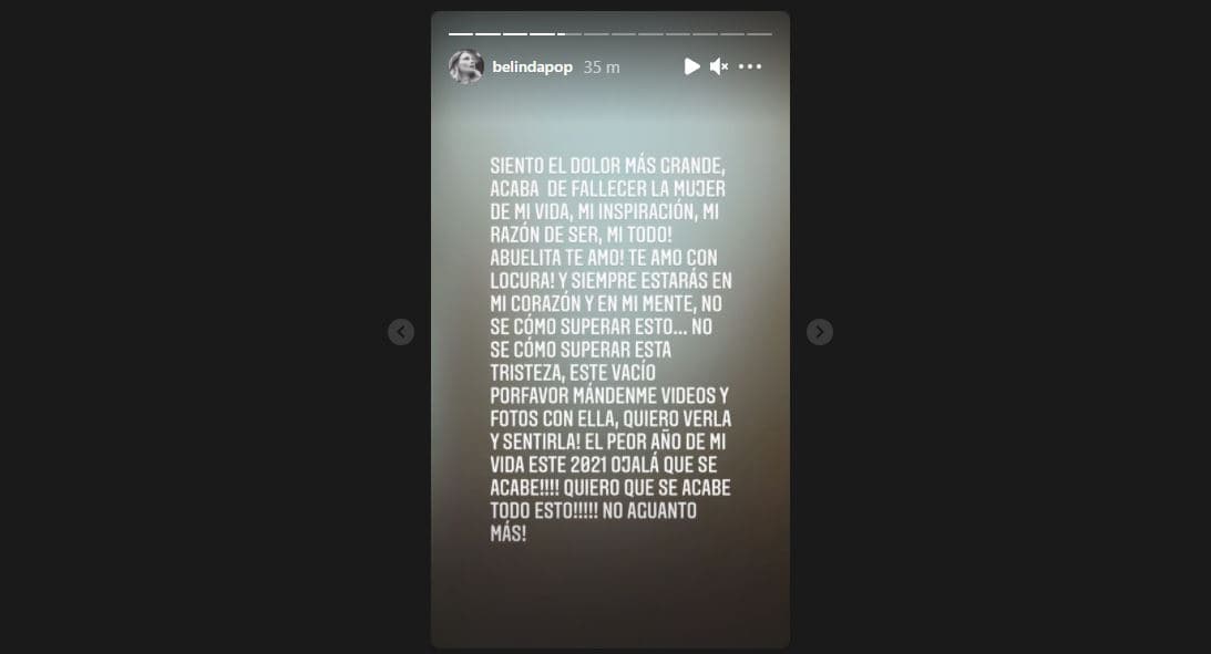 La cantante le dio el último adiós a su abuelita con un desgarrador mensaje en redes sociales.