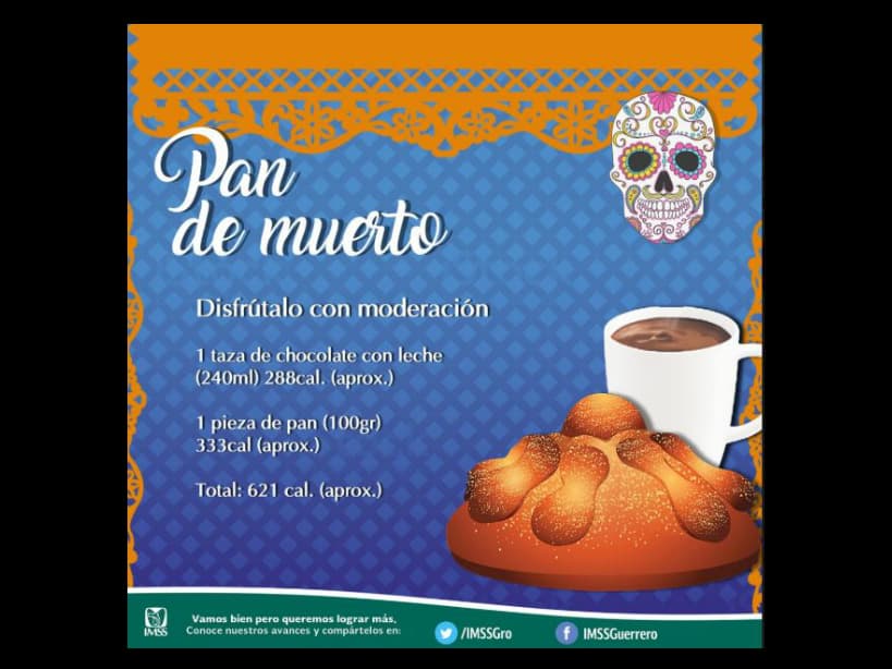 ¿Cuántas calorías tiene el Pan de Muerto?