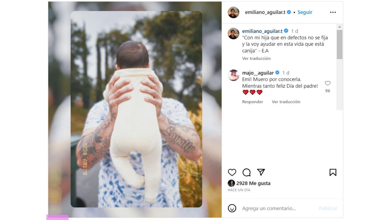Emiliano Aguilar, hijo mayor de Pepe Aguilar, con su nena.