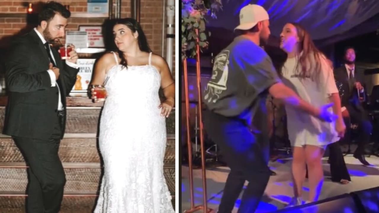 Novios eligen usar pijamas en su boda para estar más cómodos y su look causa debate en TikTok