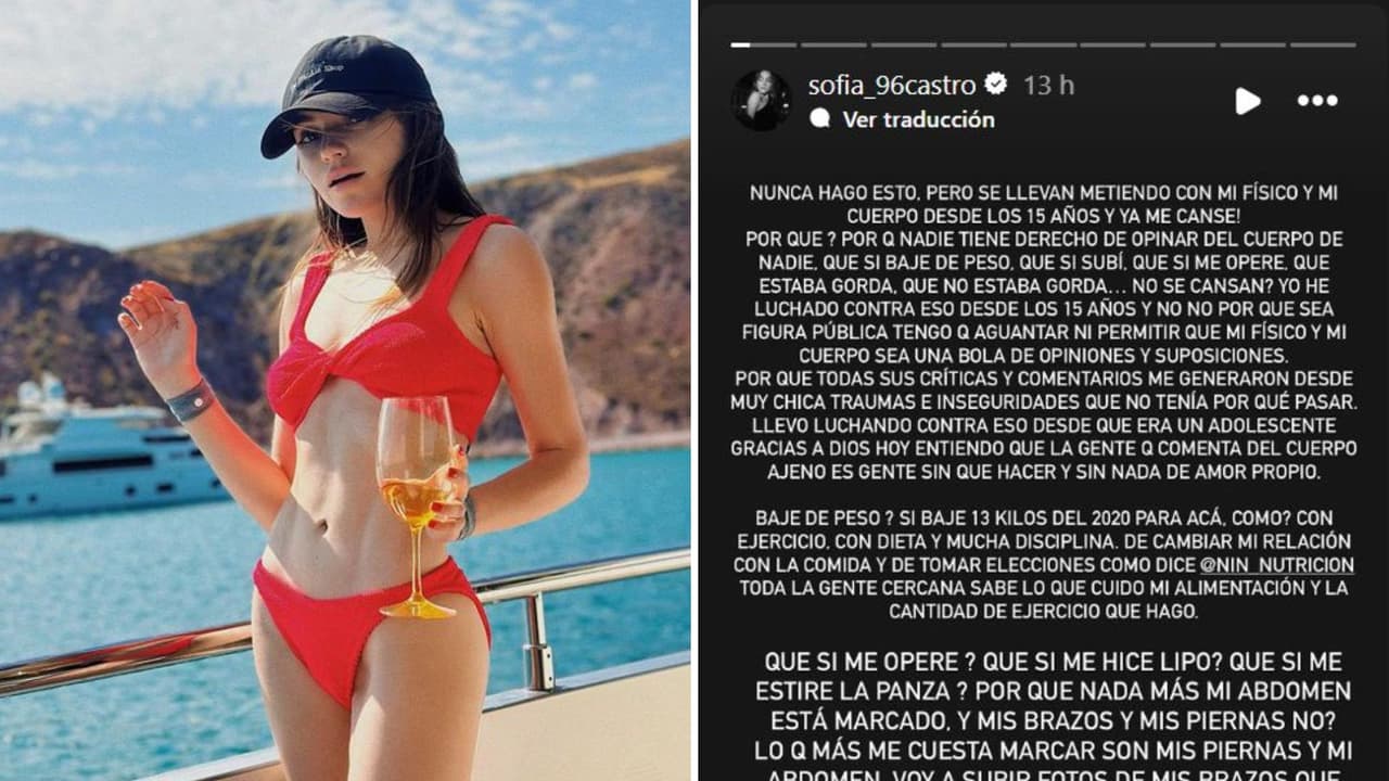 Sofía Castro estalla ante críticas a su cuerpo.