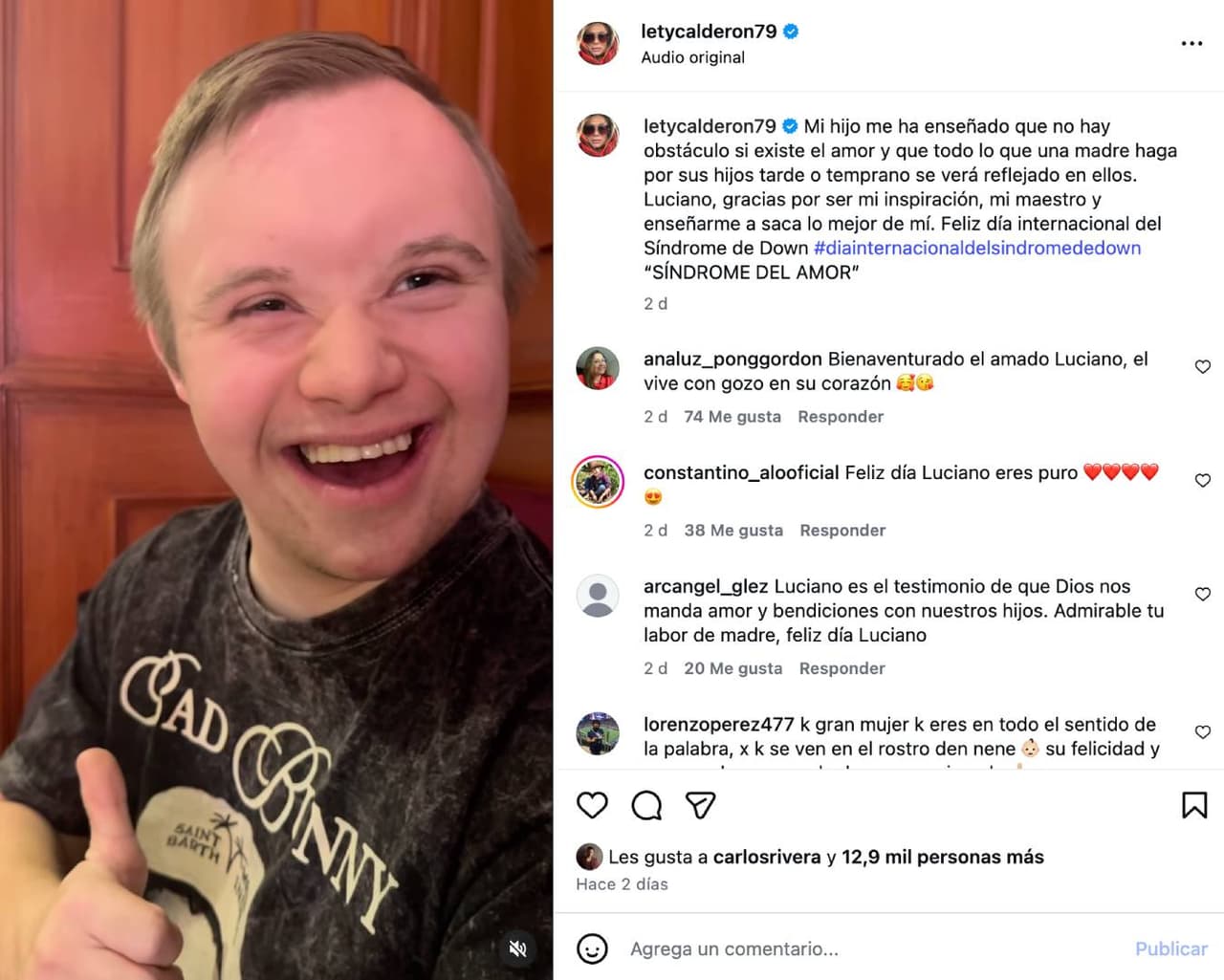 Leticia Calderón y su hijo Luciano.