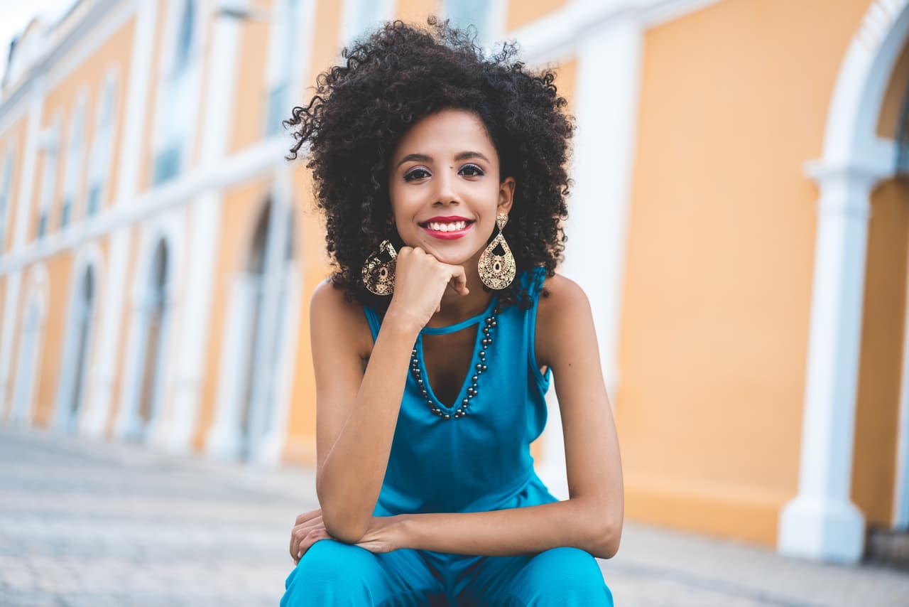 Women, African Ethnicity, Smiling, Curly Hair, Beauty