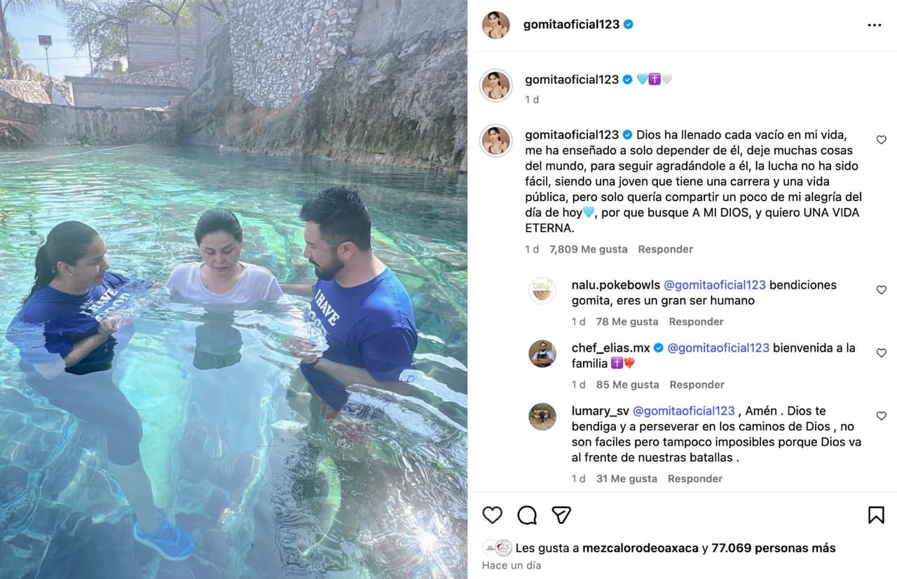 Gomita se bautiza a los 31 años.