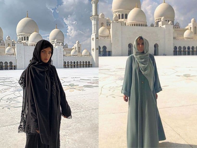 En las fotografías, Belinda optó por utilizar un hiyab color negro con aplicaciones bordadas a mano. Mientras que su mamá llevó uno color turquesa. “Amor”, fue la palabra que la intérprete de ‘Amor a primera vista’ eligió para acompañar su publicación, misma que fue escrita en árabe.