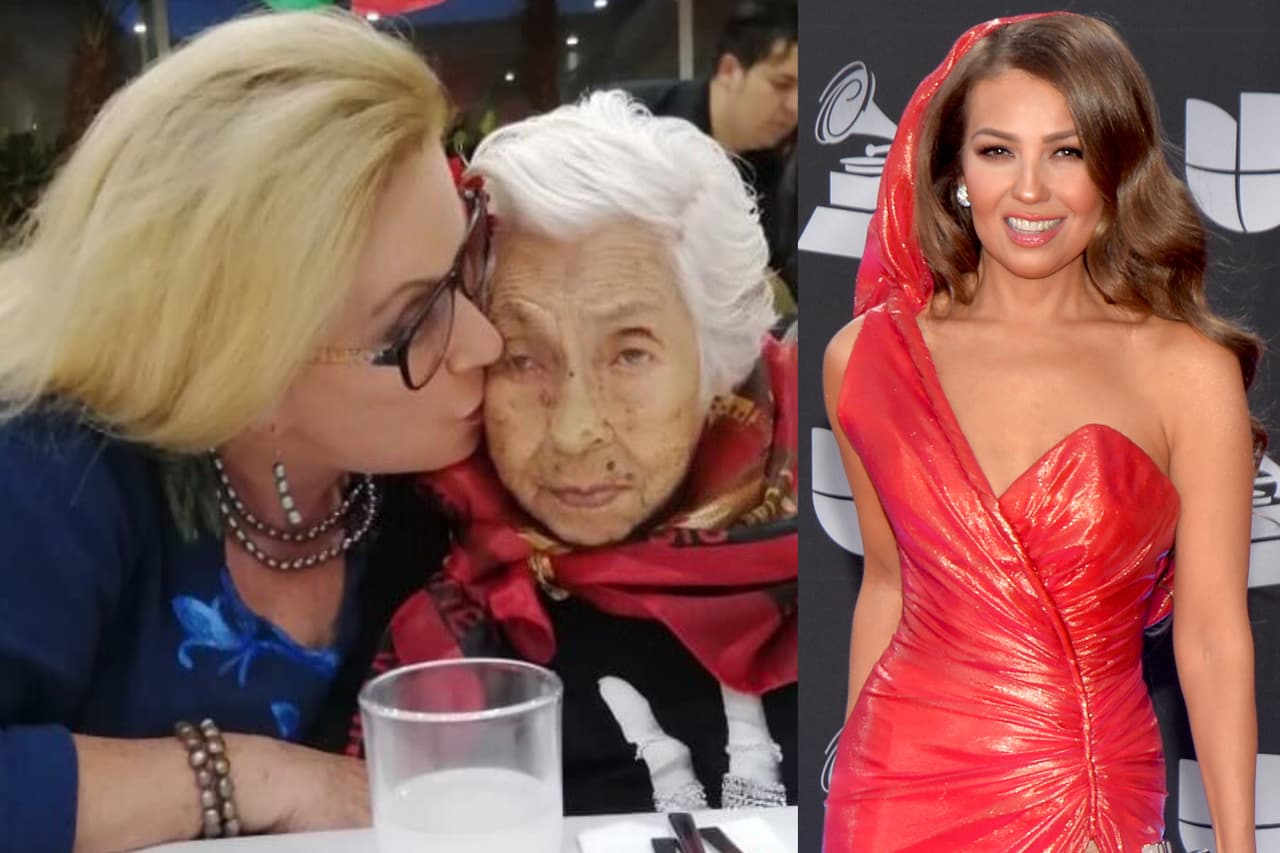 Laura Zapata celebra el cumpleaños 102 de su abuela y Thalía la felicita por videollamada