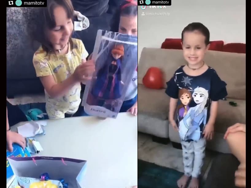 Keika abrió sus regalos, todos de ‘Frozen’, mostrando la muñeca Barbie de ‘Ana’, un juego de mesa y una pijama con el estampado de las protagonistas.