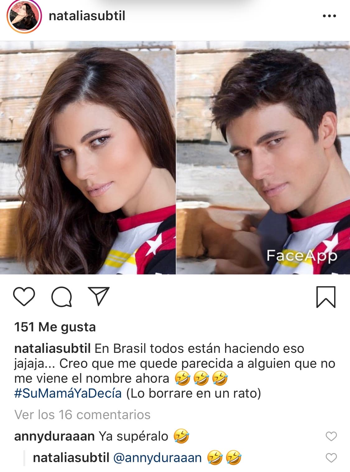 Natalia Subtil compartió una imagen que evidenció el gran parecido que guarda con su ex.