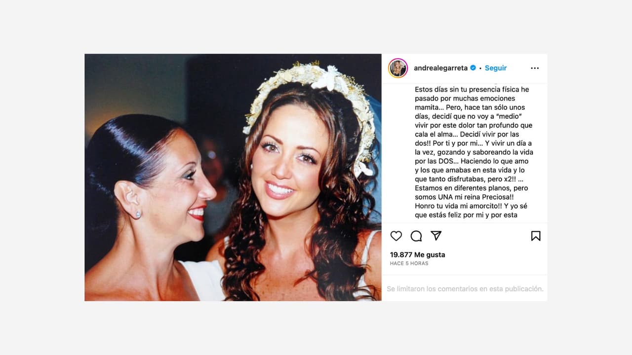 Andrea Legarreta hizo una promesa a su mamá a dos meses de su fallecimiento.