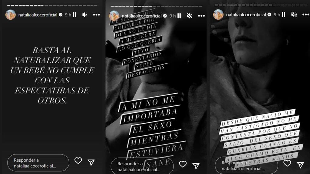 Natalia Alcocer dijo que la familia de su pareja la ha "castigado" por el sexo de su bebé.