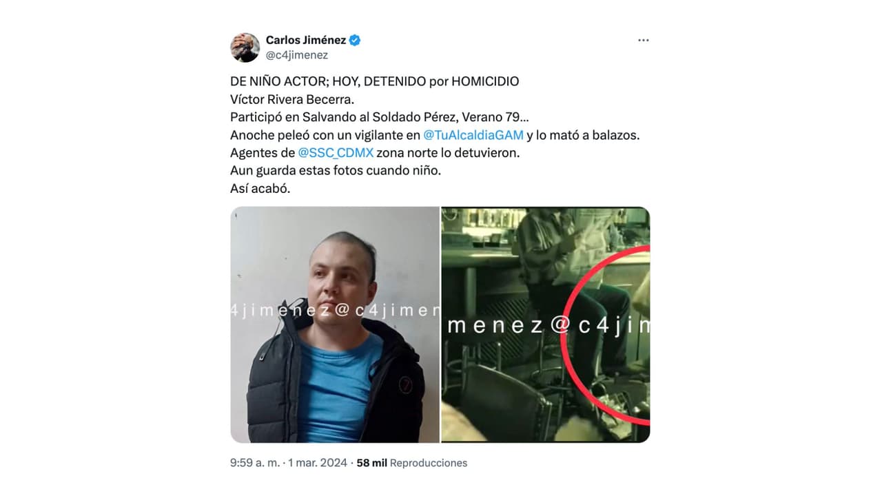El hombre de 27 años interpretó a 'Juan Pérez' en 'Salvando al soldado Pérez'.