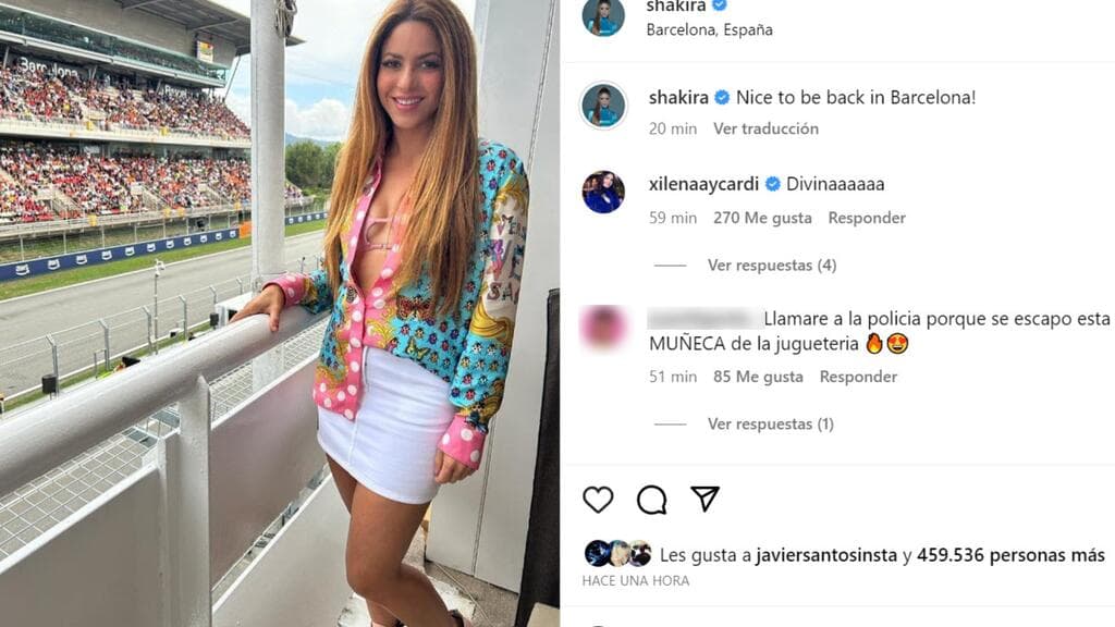 Shakira estuvo en el Gran Premio de España de la F1 como invitada en el palco de la escudería Mercedes, a la cual Lewis Hamilton pertenece.