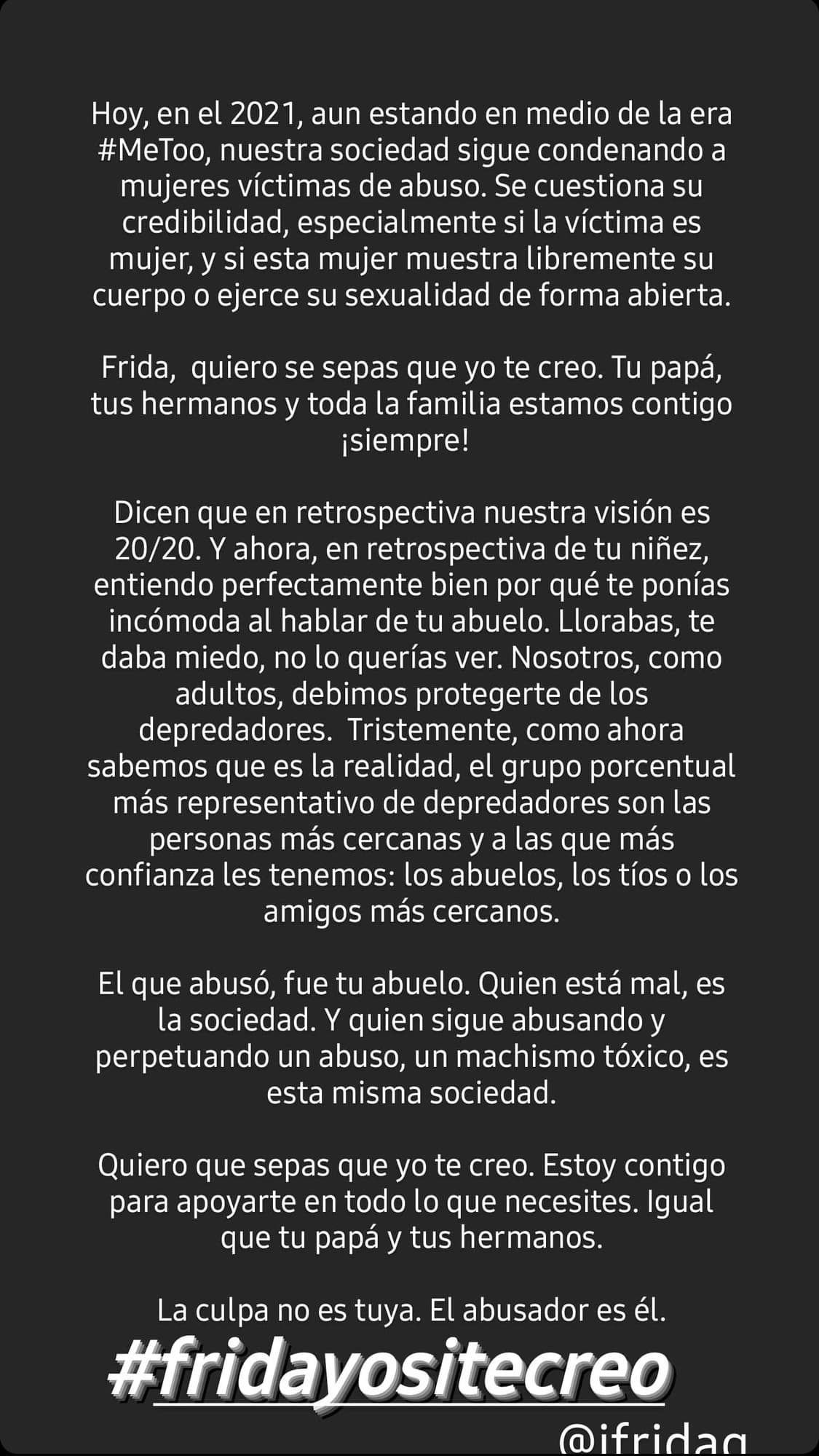 Mensaje de Beatriz Pasquel a Frida Sofía, su 'hijastra'.