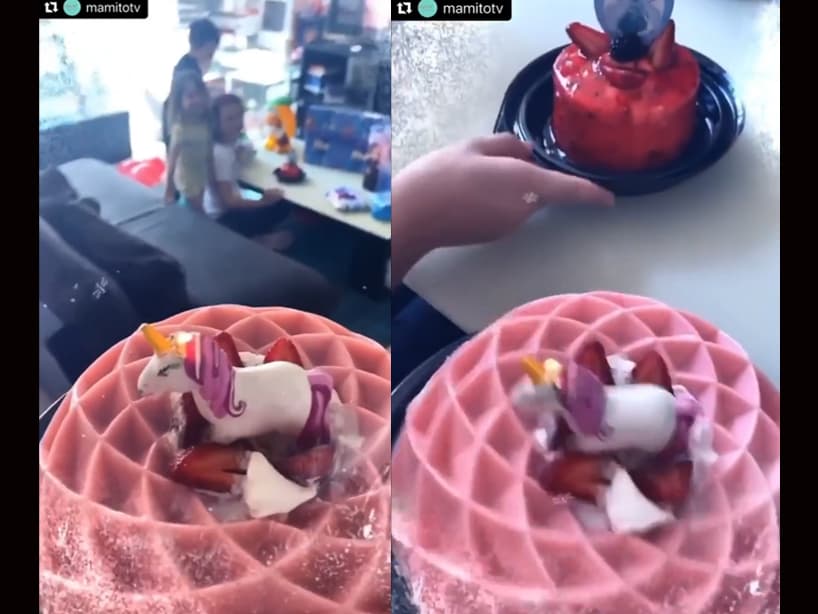 Tras convivir unos minutos, Michelle llevó una gelatina con una vela de unicornio mientras le cantaba ‘las mañanitas’, además de que un pequeño pastel con fresas ya la esperaba.