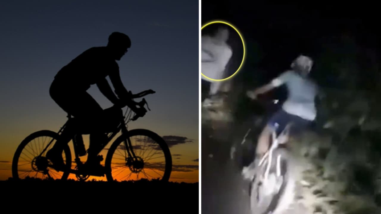 Ciclistas captan una extraña aparición mientras paseaban por el bosque de noche 