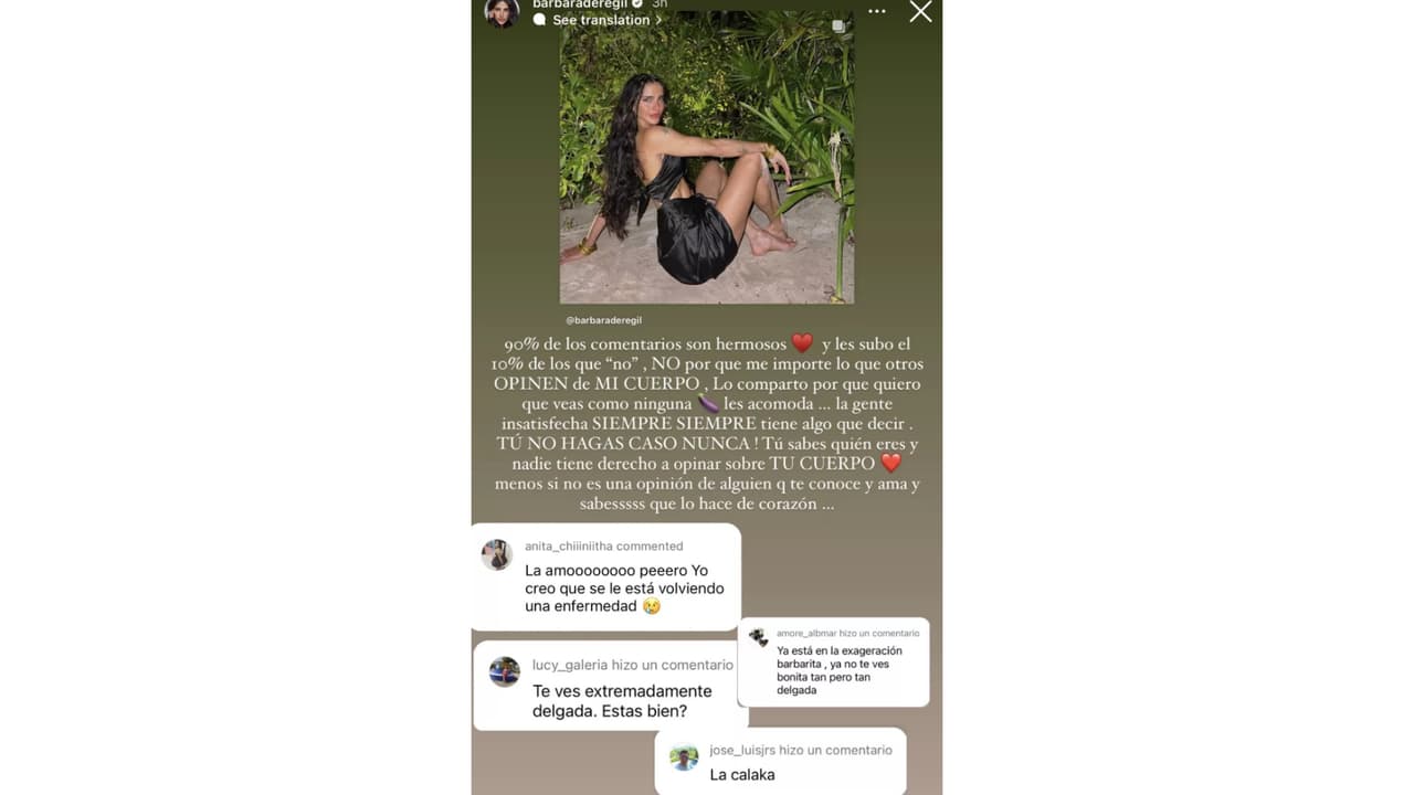 Bárbara de Regil responde a quienes critican su físico.