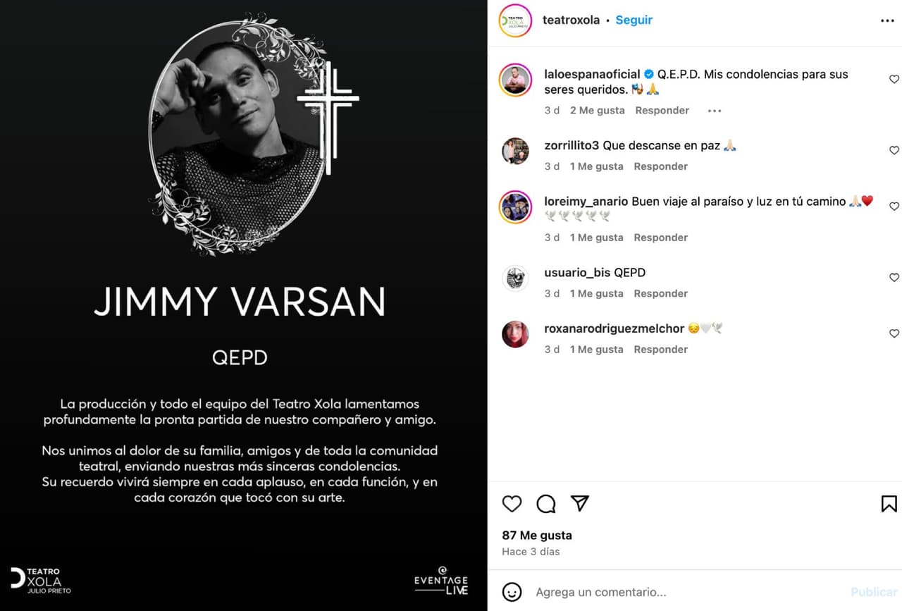 Muere actor de teatro, Jimmy Varsan.