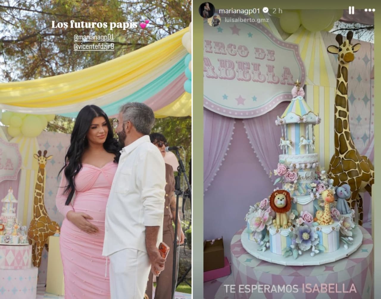 Vicente Fernández Jr y su esposa Mariana González.