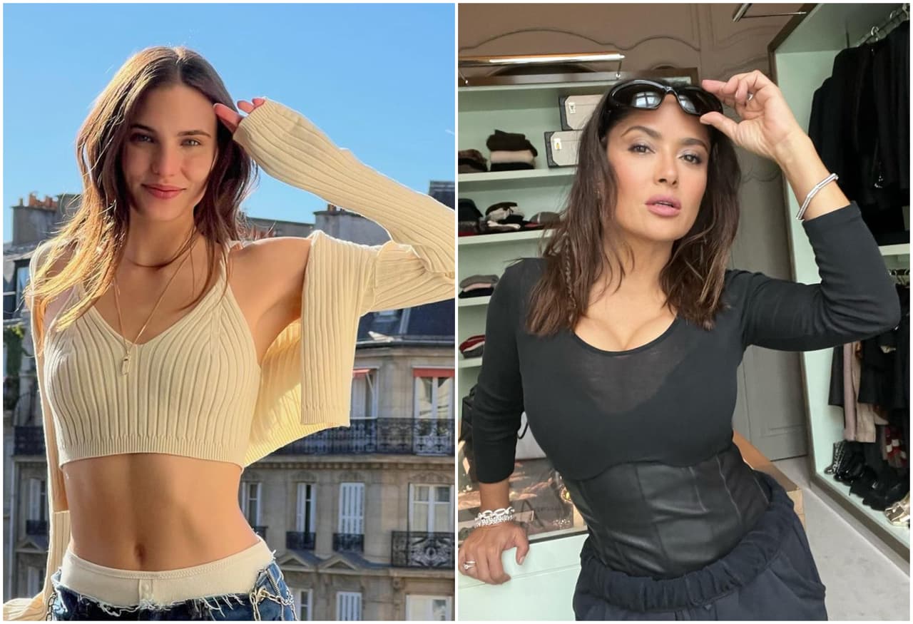 Maca Achaga replica tendencia de vestido transparente que impuso Salma Hayek