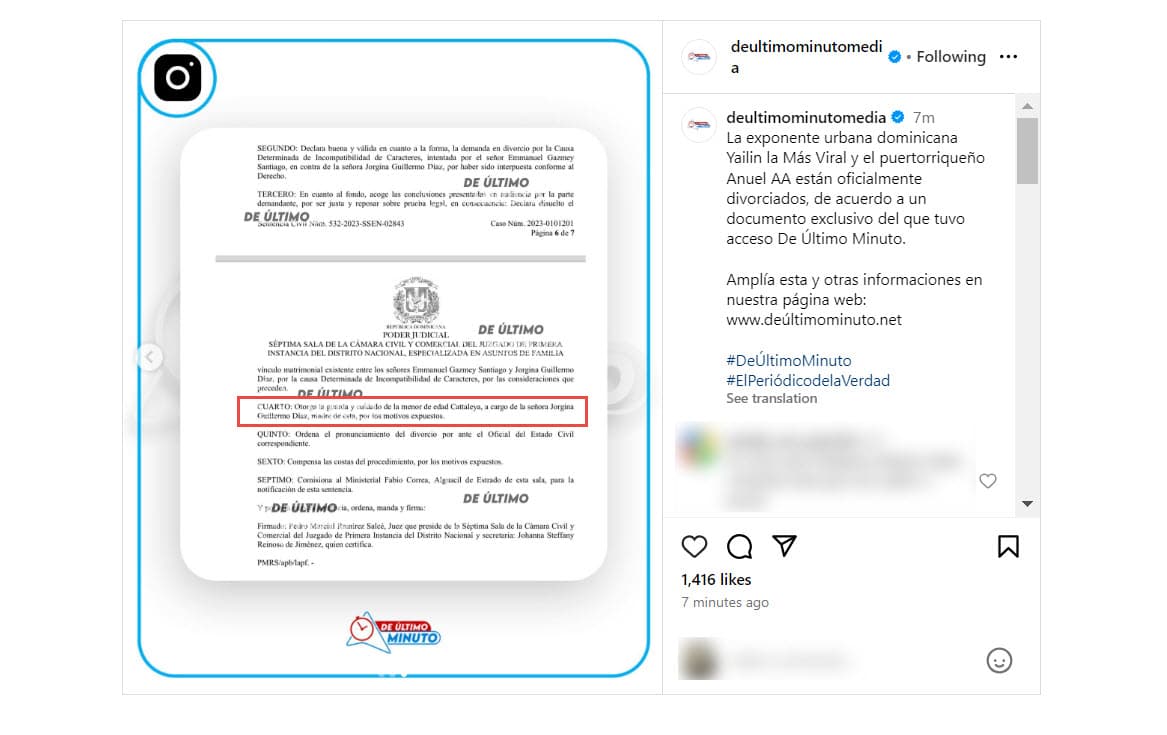Cattleya se queda bajo la custodia de Yailin La Más Viral