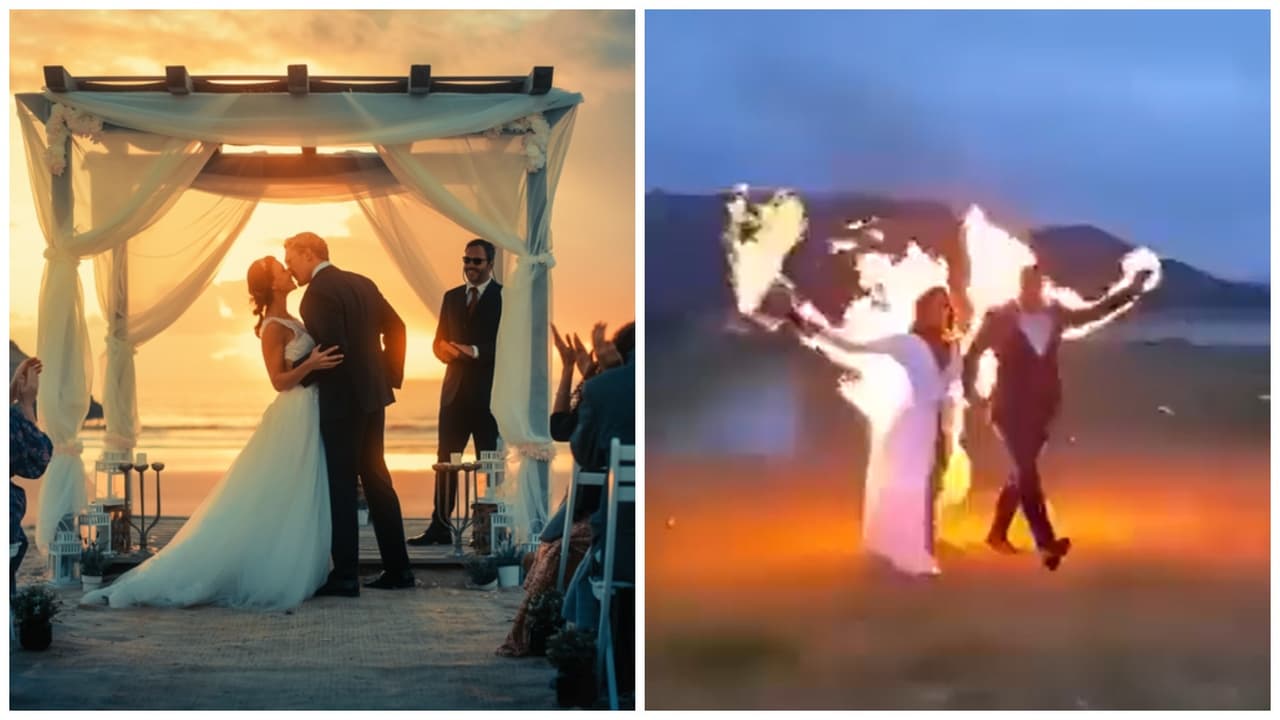 Novios se prenden fuego durante su boda e impactan a Internet: "Las bodas del hambre"