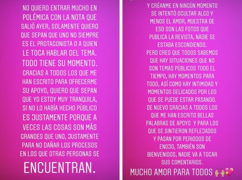 Estos son los mensajes que la integrante de JNS publicó