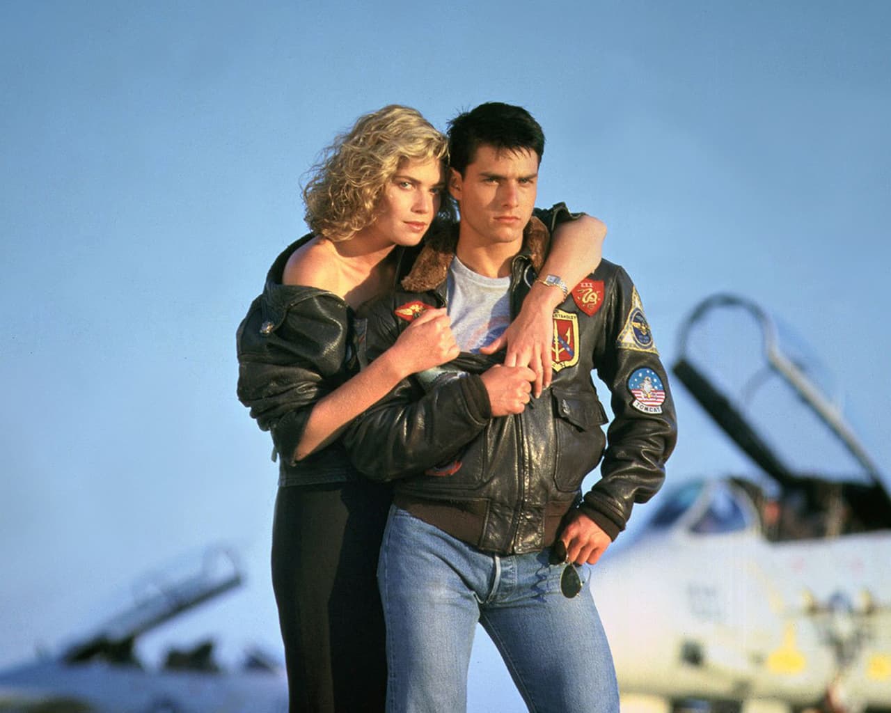 Kelly McGillis y Tom Cruise en 'Top Gun'
