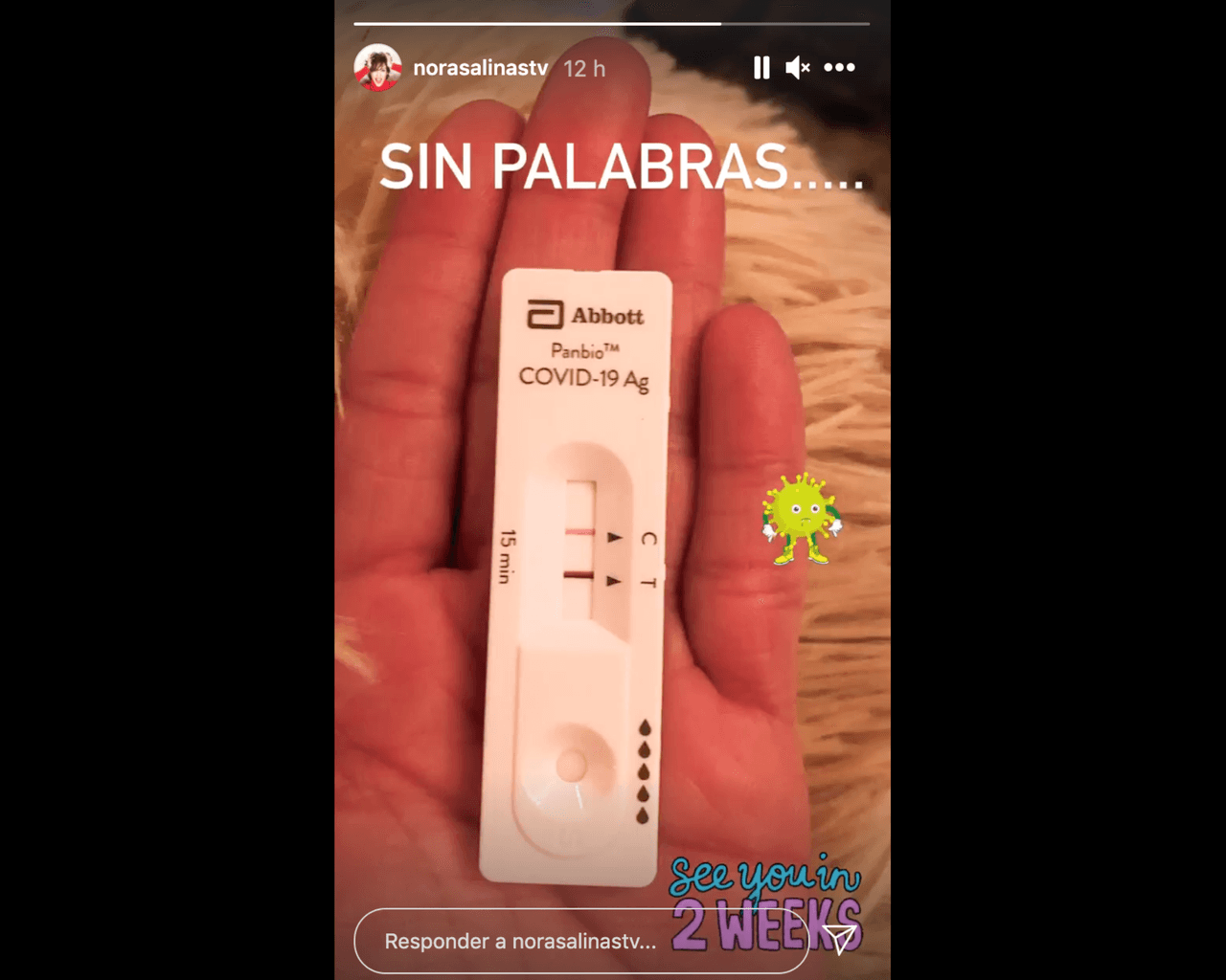 Nora Salinas compartió los resultados de su prueba rápida de Covid-19.