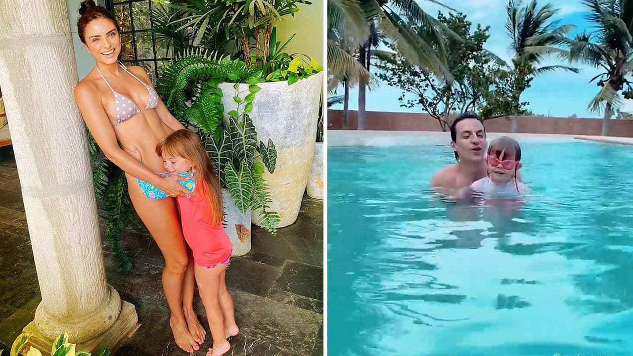 Kailani sorprende con sus habilidades para nadar y hasta el novio de Aislinn Derbez le echa porras