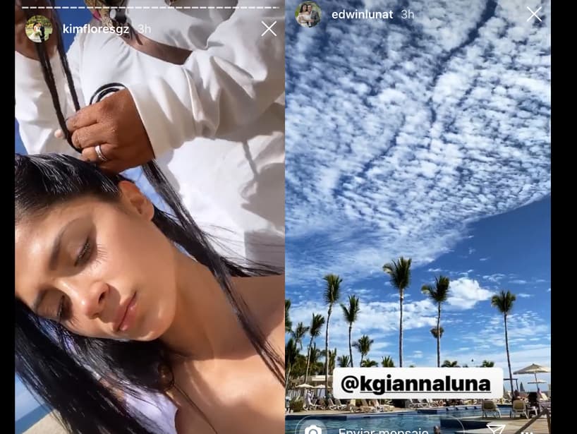 Para finalizar su día, Kimberly se hizo unas trenzas a la orilla de la playa, mientras que Edwin compartió un vistazo del paisaje, relajándose al máximo para retomar en los próximos días sus actividades profesionales.