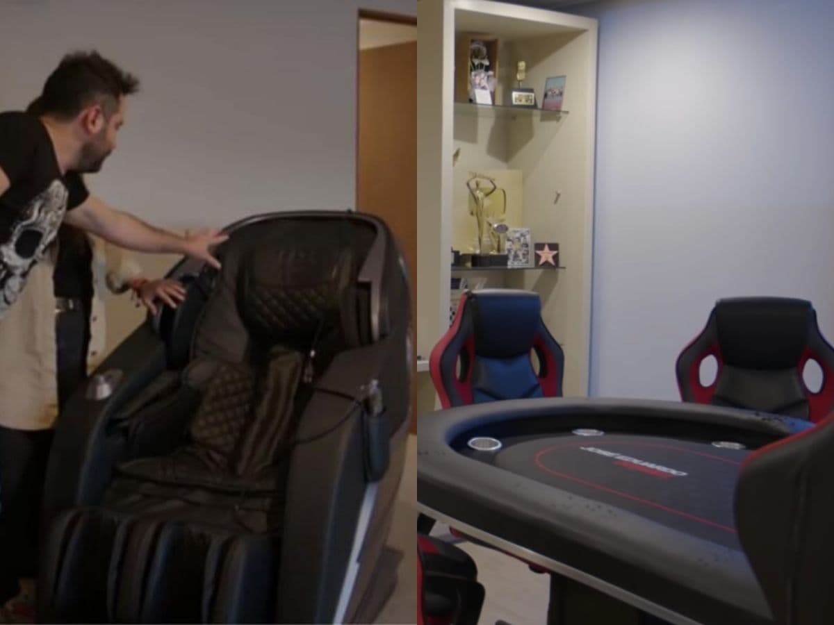 Este es su sillón favorito de descanso y su mesa para jugar póker