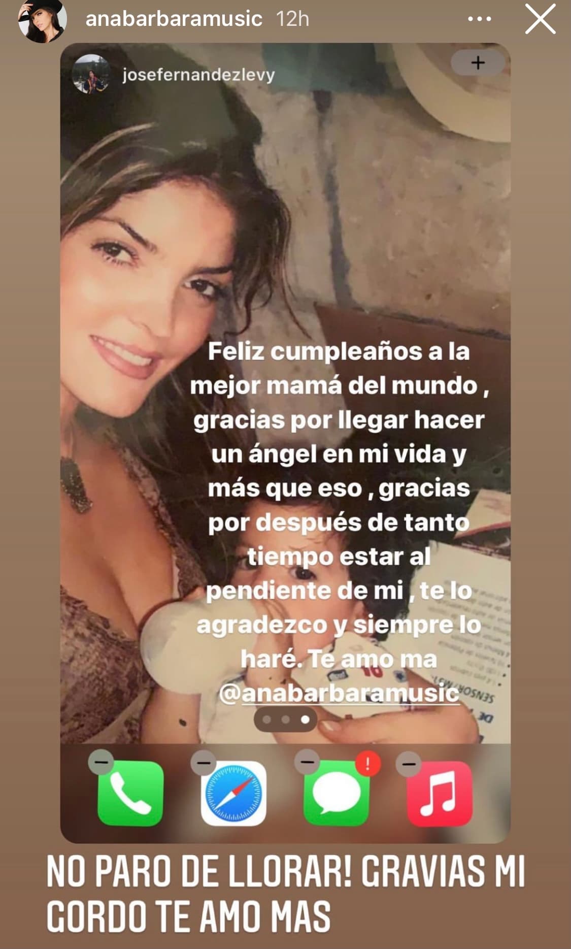 Ana Bárbara cumple 50 años y José Emilio, hijo de la fallecida Mariana Levy, no perdió la oportunidad de felicitarla.