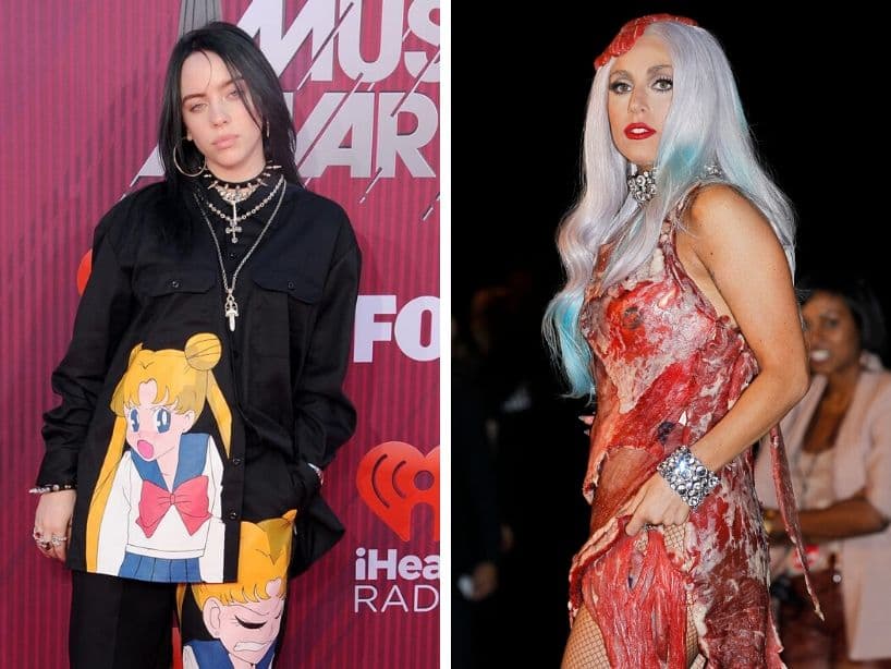 Fans de Lady Gaga arremeten contra Billie Eilish por criticar su famoso vestido de carne