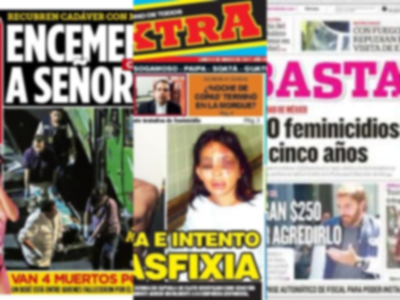 Fotos de portadas reales sobre feminicidios.
